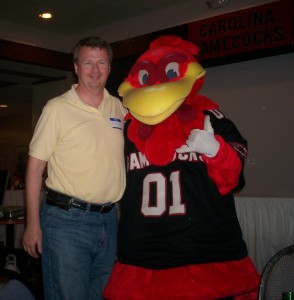 Keith with Cocky at the Gamecock Club meeting in Greensboro, NC